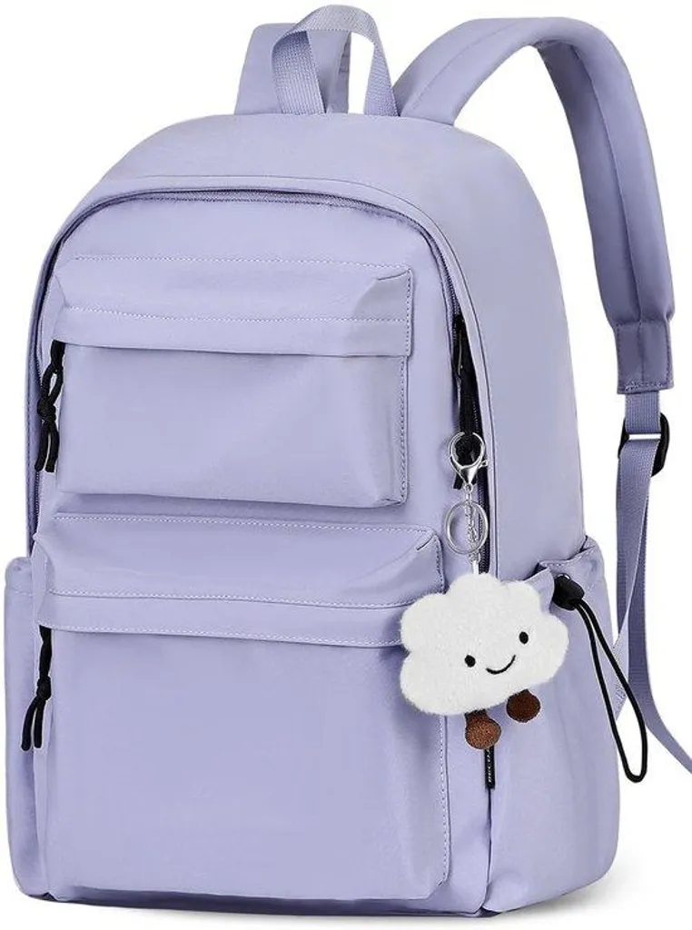 Sac à dos imperméable violet avec poche antivol pour PC 15,6 pouces