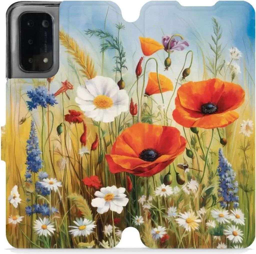 Handyhülle mit klappe für Oppo A54 5G, Mobiwear Book, Wiesenblumen