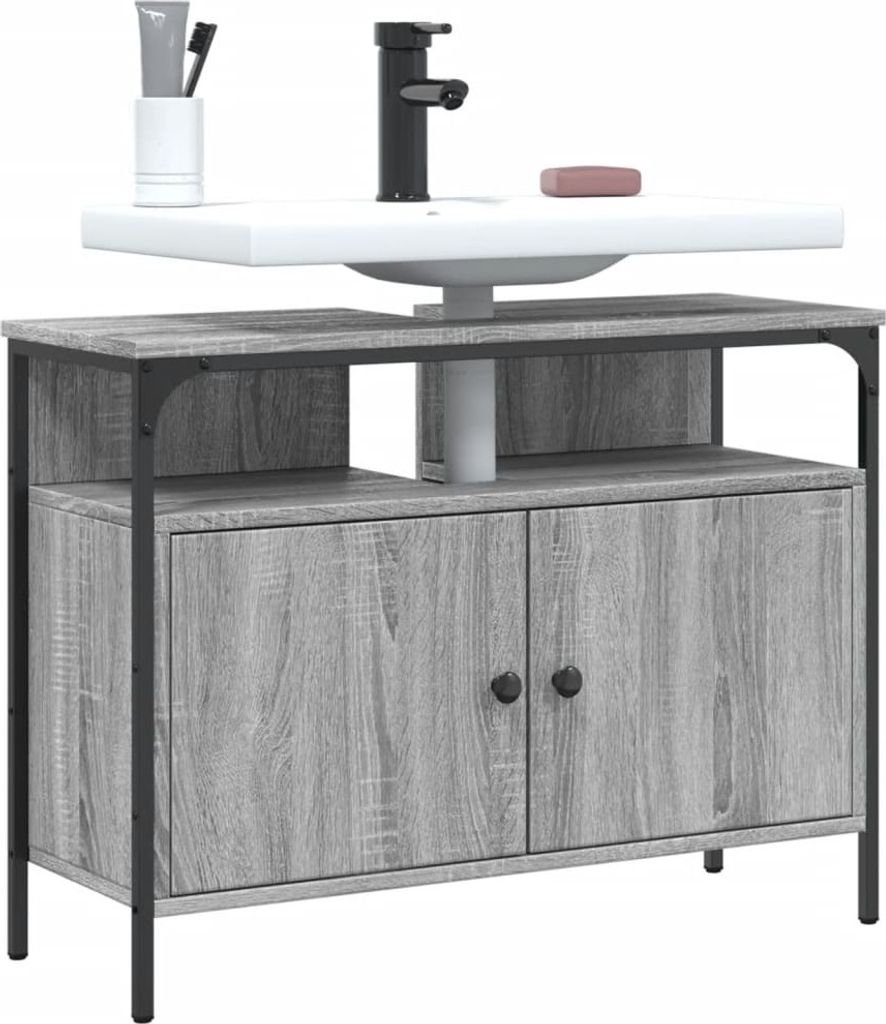Design Waschbeckenunterschrank Grau Sonoma 60x30x60 cm Holzwerkstoff, Badezimmerschränke 2024 Neu