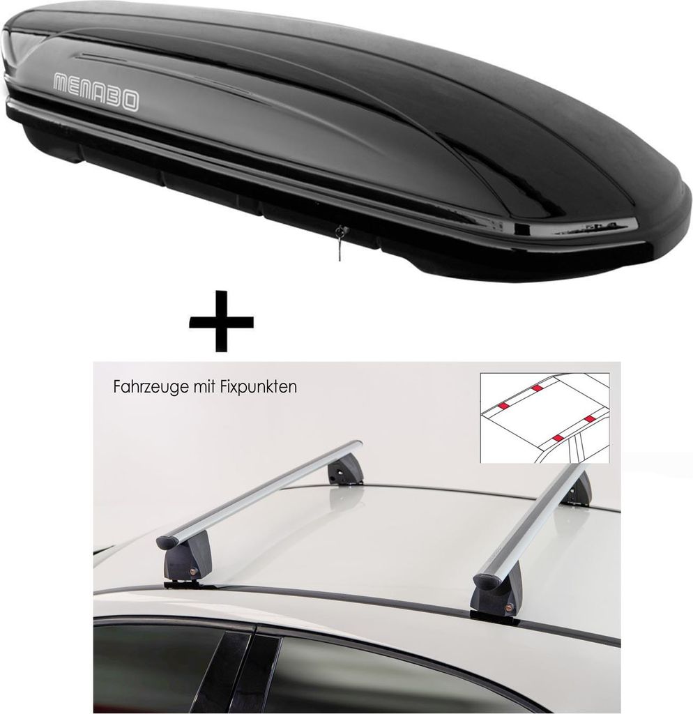 Dachbox MAA400 400 Liter schwarz + Dachträger VDP Delta kompatibel mit Infiniti Qx30 (5 Türer) 2016-2019