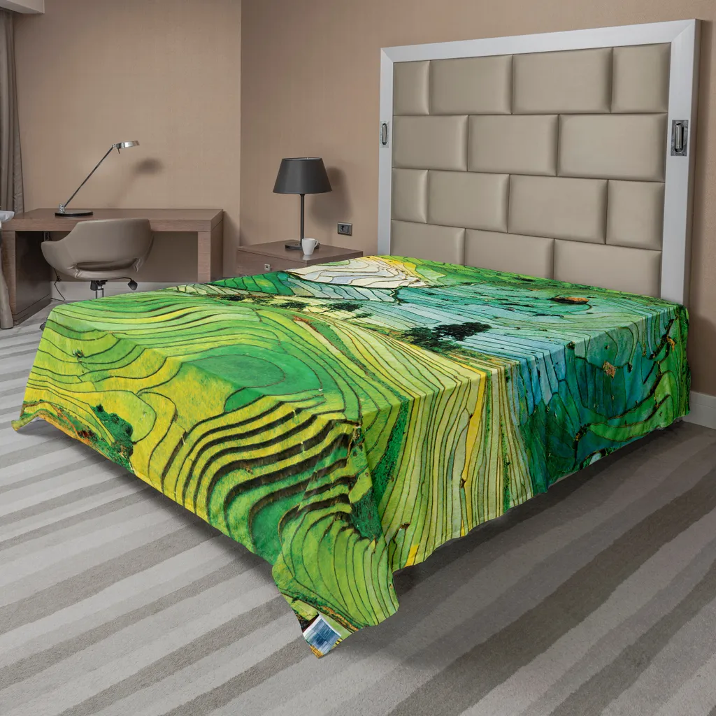 Drap de Lit Respirant Anti-Plis Motif Paysage Aérien Doux 260x228cm