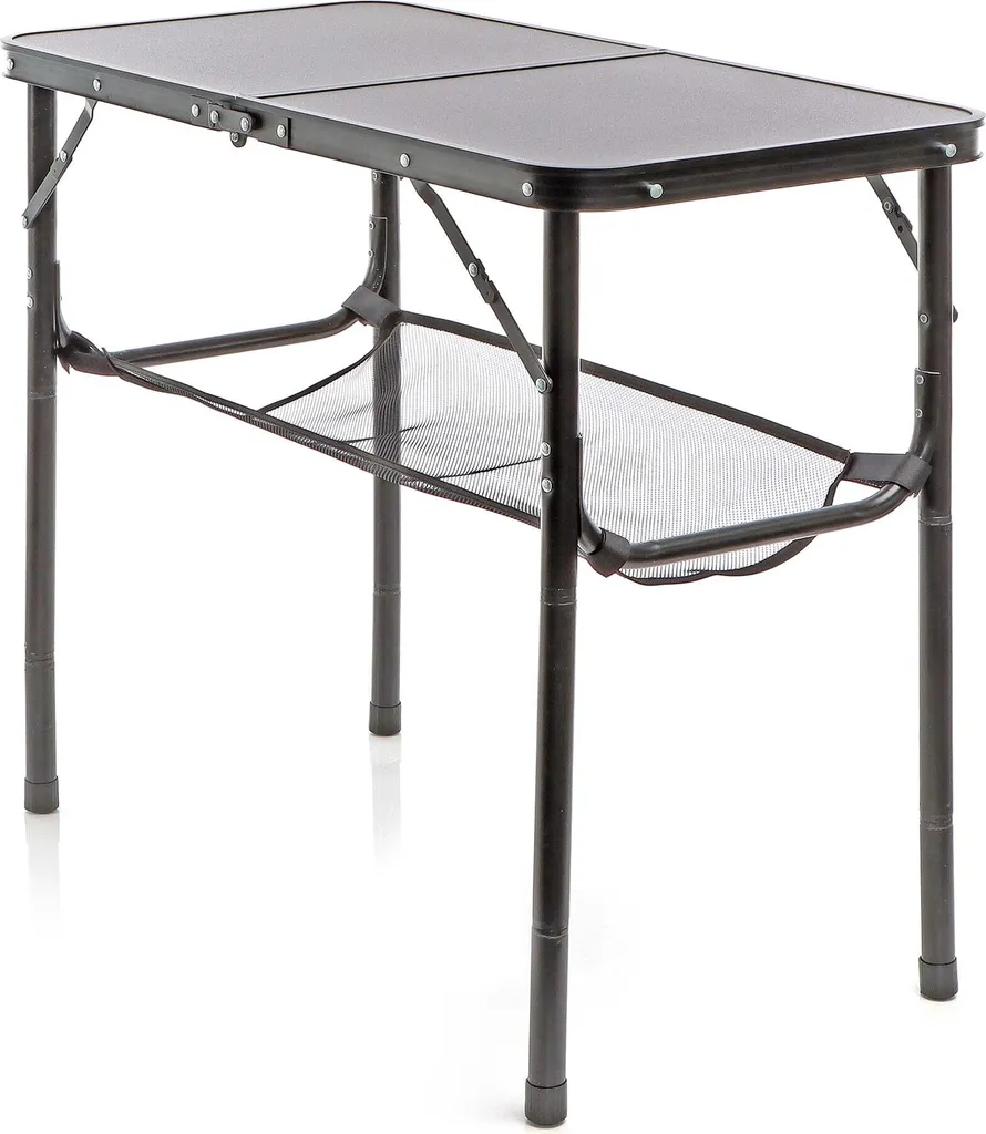 Table de camping pliante Toboli noire en alu 80x40cm réglable hauteur