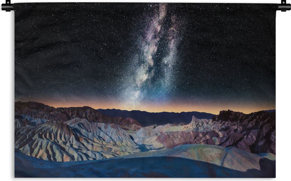 MuchoWow Wandteppich Wandbehang Milchstraße über Berglandschaft bei Sonnenuntergang 60x40 cm Tapisserie Dekoration Wandtuch - Wanddekorationen