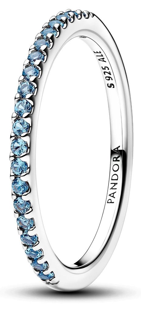 Pandora Ring Aquamarinblau Halb-Ewigkeits-Band Silber 192999C03 Gr. 56