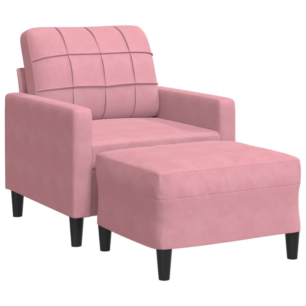 Sessel mit Hocker Rosa 60 cm Samt