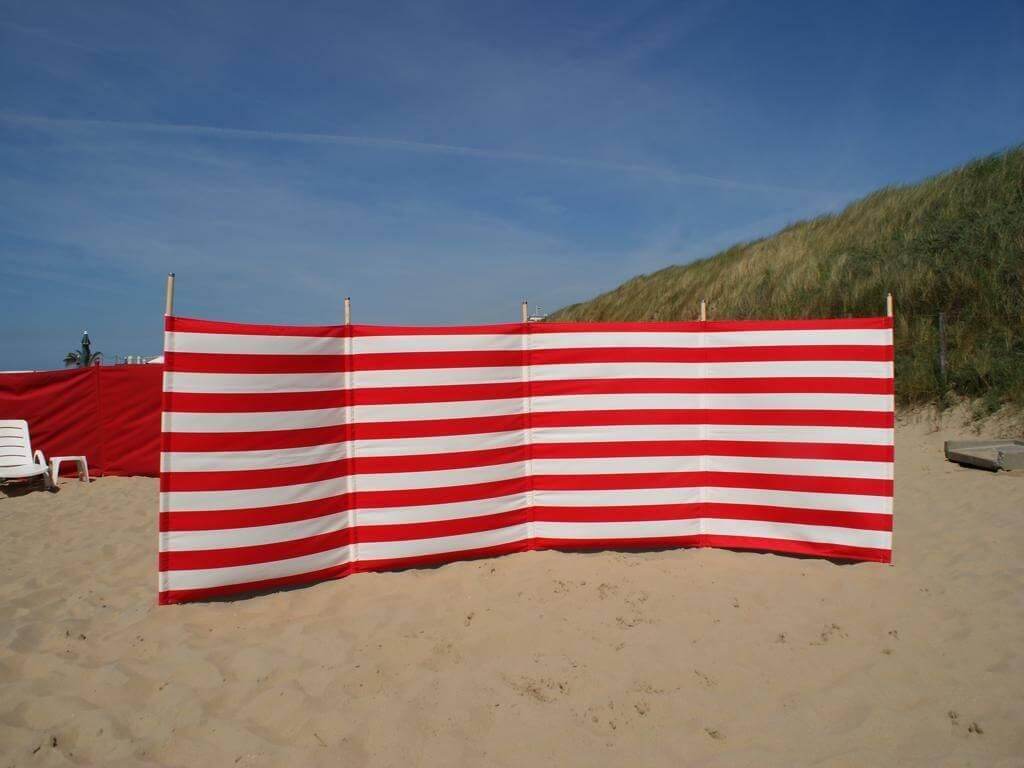 Strandwindschutz 5 m, rot/weiß, Polyacryl-Windschutz – 5 m Camping-Windschutz