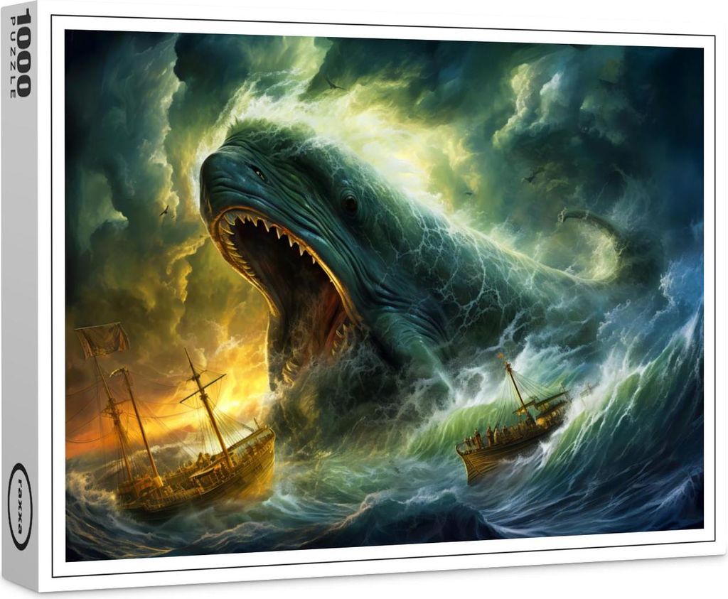 raxxa Premium-Puzzle „Aus den Wellen auftauchendes Seeungeheuer – Fantasiebild“, 1000 Teile
