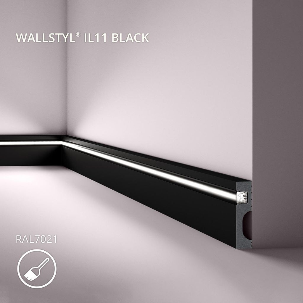 NMC IL11 BLACK WALLSTYL Zócalo Moldura decorativa Perfil de Imagen del producto 