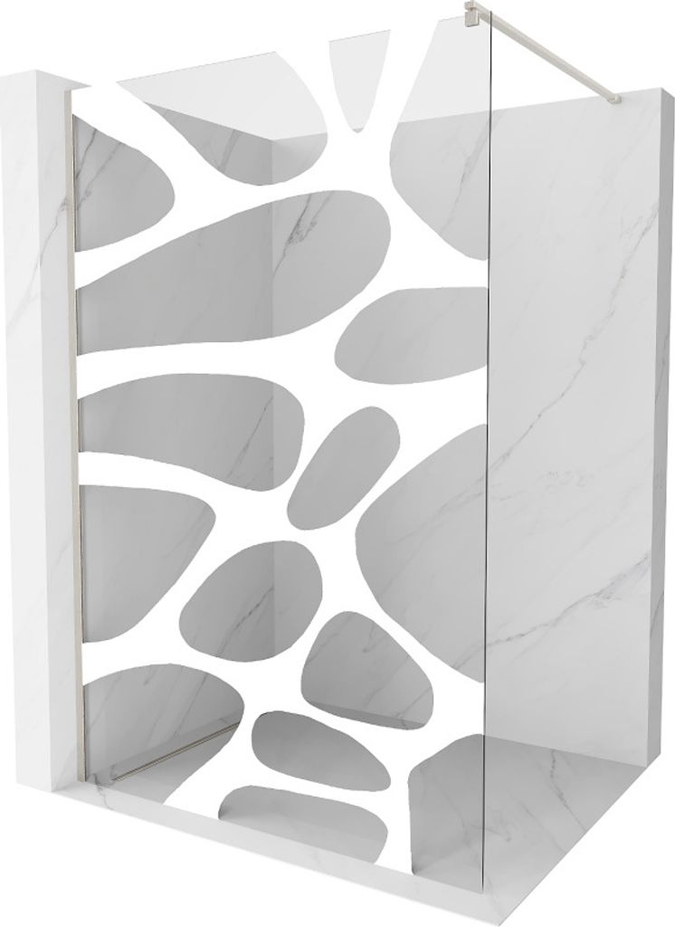 Mexen Kioto Walk-in-Dusche 70 x 200 cm, weißes Muster 8 mm, gebürstetes Nickel - 800-070-101-97-97