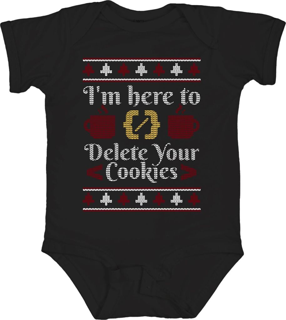 Informatiker Cookies Weihnachtsspruch - Ugly Christmas Sweater Weihnachtsgeschenk Unisex Baby Body, Schwarz, 0/3
