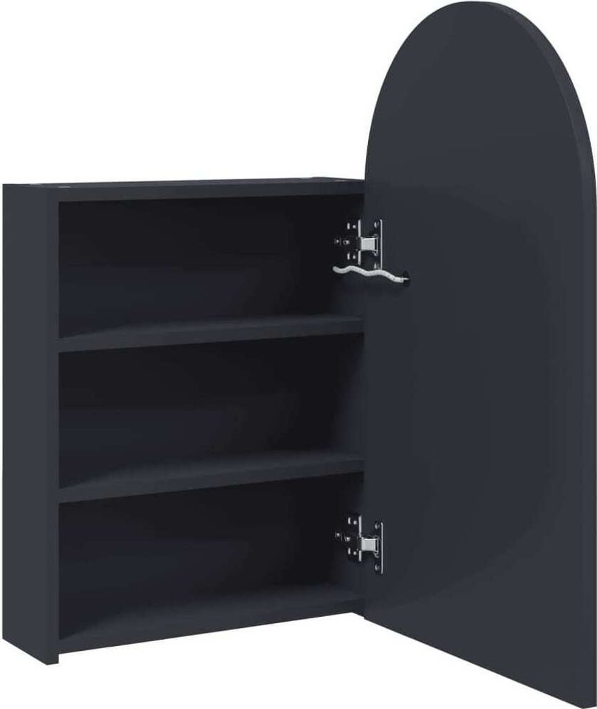vidaXL Spiegelschrank mit LED-Beleuchtung Gewölbt Grau Produktbild 5