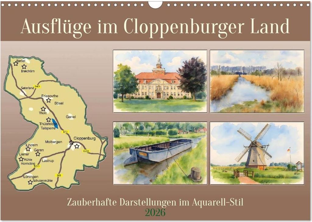 Ausflüge im Cloppenburger Land (Wandkalender 2026 DIN A3 quer), CALVENDO Monatskalender