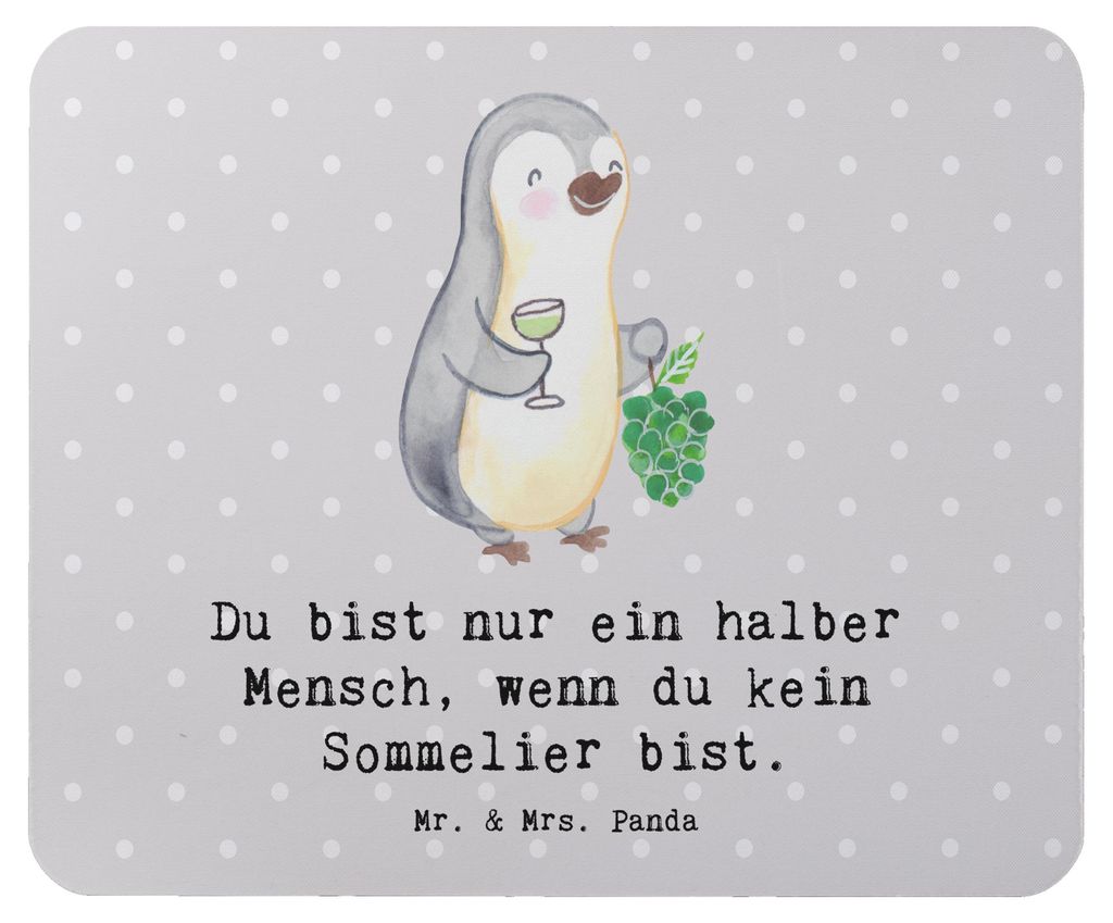 Mr. & Mrs. Panda Mauspad Sommelier Herz - Grau Pastell - Geschenk, computermatte, laptop mousepad, Mouse Pad, computer