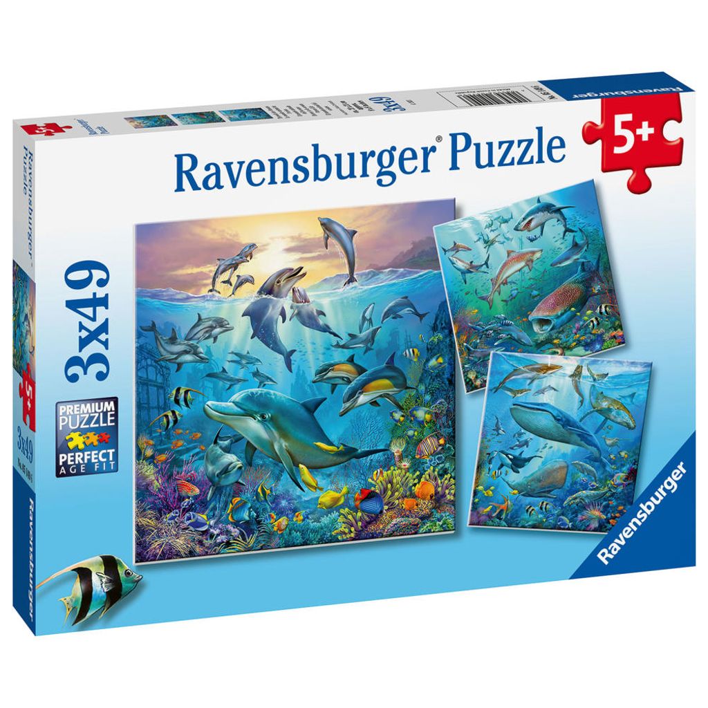Puzzle da 3x49 pezzi Vita sottomarina per bambini dai 5 Immagine del prodotto 