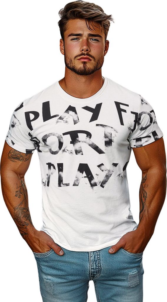 Herren T-shirt Weiß OZONEE O/8T1280/1Z M