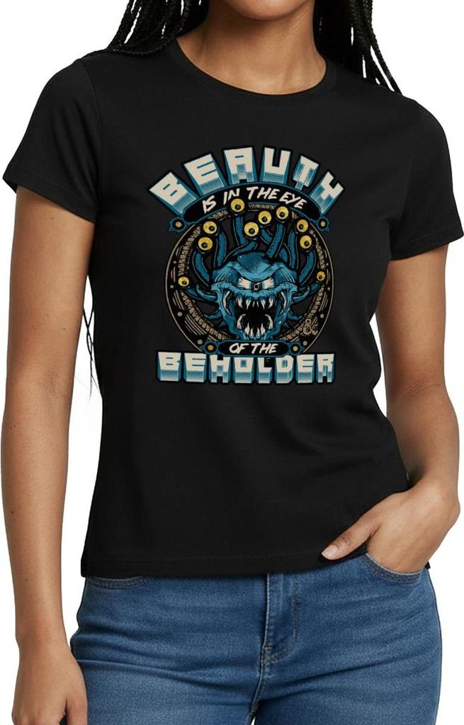 Spreadshirt Dungeons And Dragons Beauth Is In Eye Of Beholder Frauen T-Shirt, XXL, Schwarz