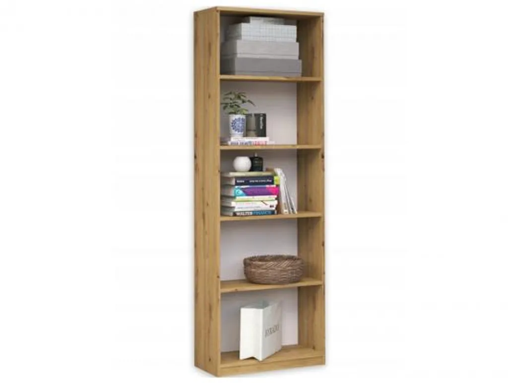 Étagère colonne RAUNO bois chêne artisan 40 cm de large pour salon