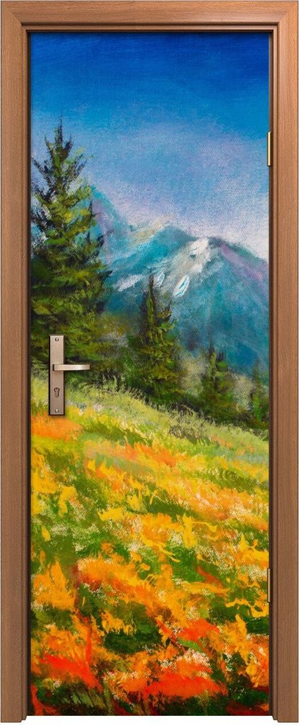Türposter 70x200 cm Türaufkleber Türtapete Türfolie Klebefolie Blumen auf dem Bergfeld Landschaft