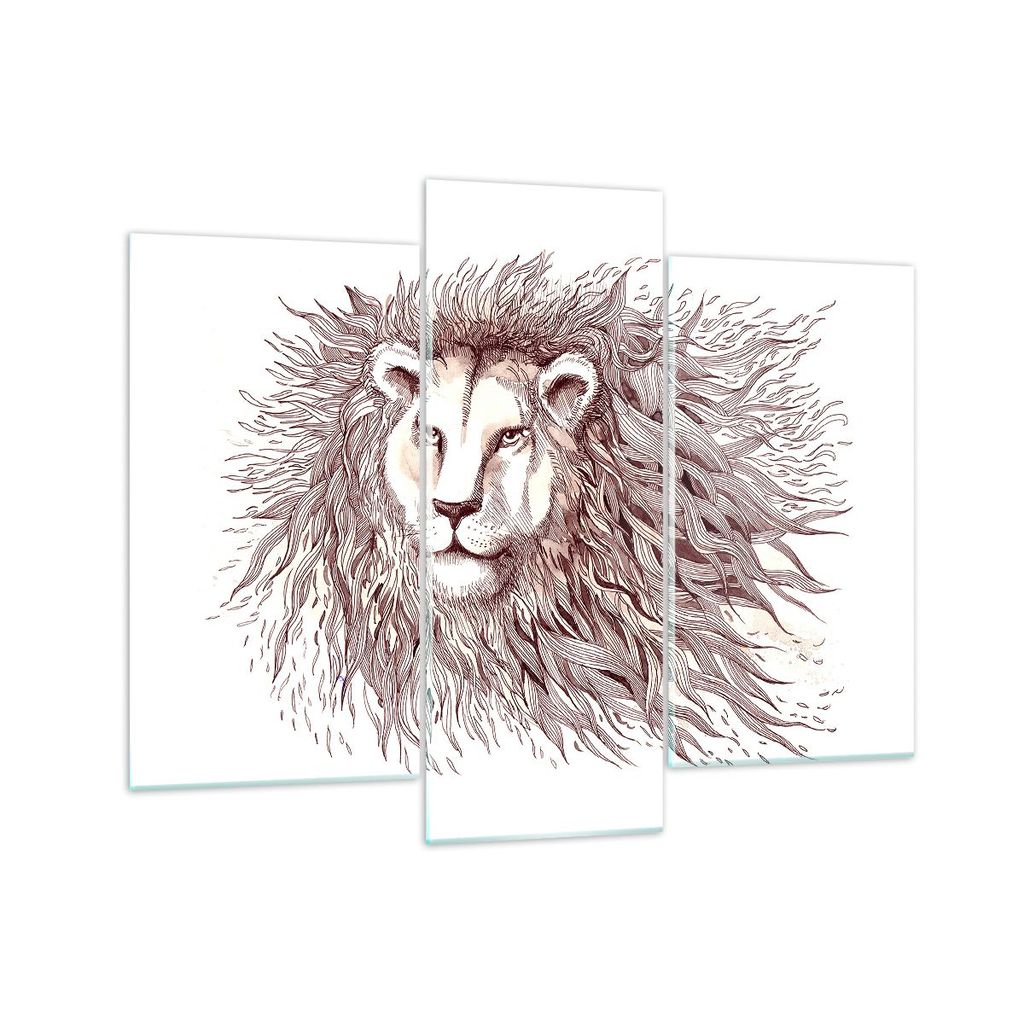 Bilder auf glas - Löwe König Tierwelt Pelz - 130x100cm - Glasbilder - Wandbilder - Kunstdruck - zum Aufhängen bereit - Wanddekoration aus Glas -...