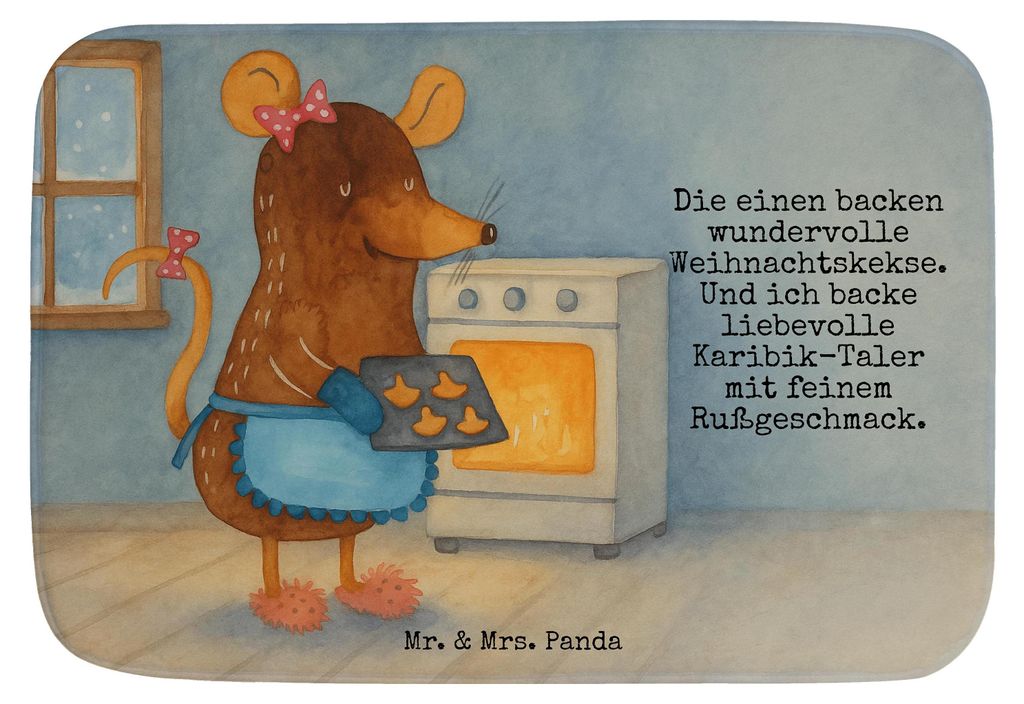 Mr. & Mrs. Panda Badematte Maus Kekse Design - Weiß - Geschenk, Weihnachten, Weihnachtskekse, Winter, Backen, Badteppich, Plätzchen, Badezimmerte...