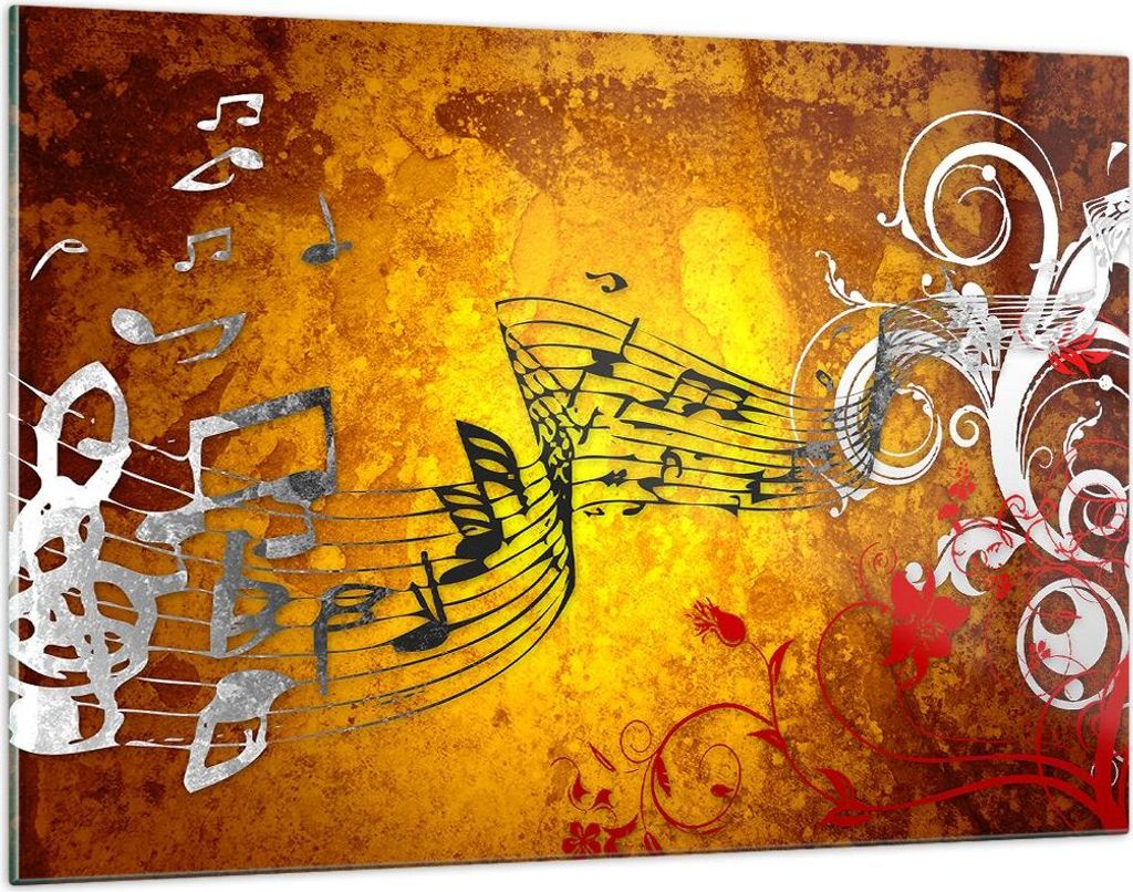 Bilder auf glas - Musik Konzert Spaß Blume - 120x80cm - Glasbilder - Wandbilder - Kunstdruck - zum Aufhängen bereit - Wanddekoration aus Glas - G...
