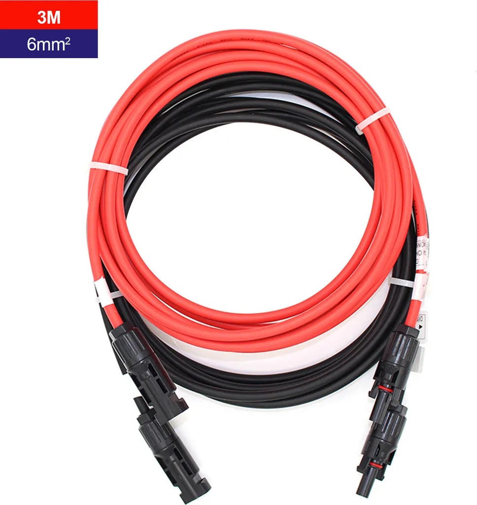Cavo Solare 6mm² 3m Rosso Nero + Connettori MC4 | Prezzo Outlet IVA 0%