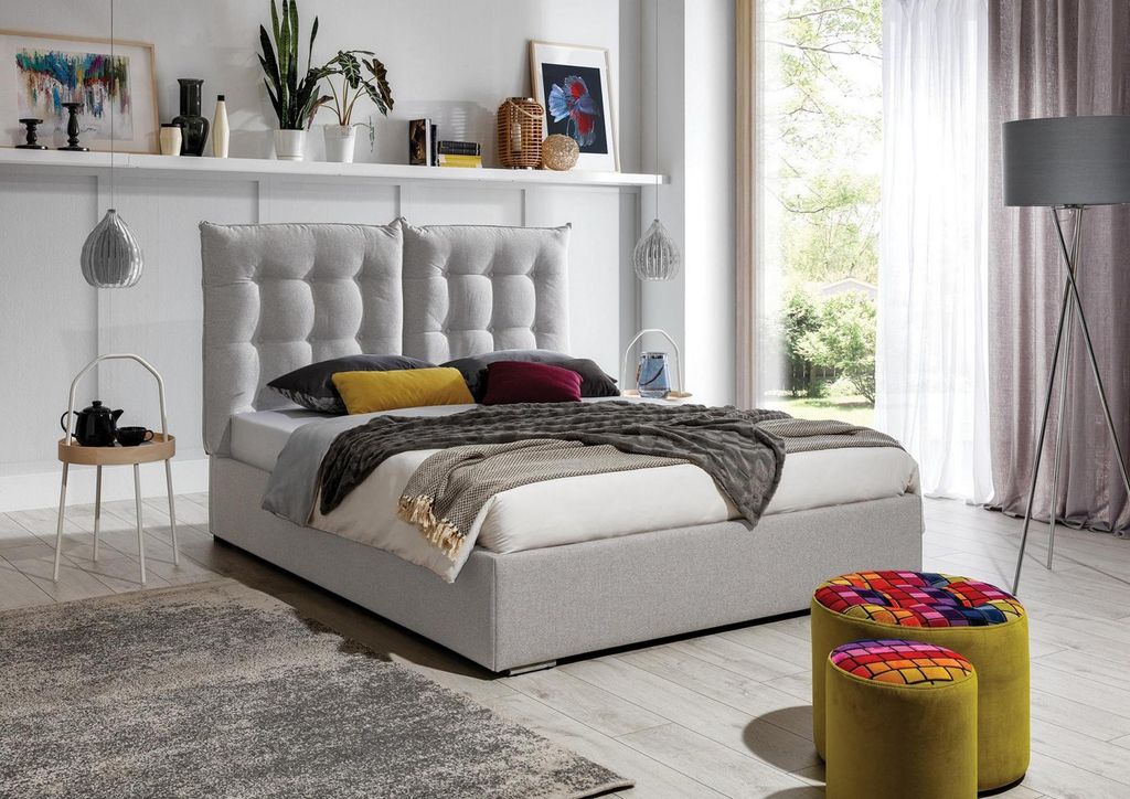 Designer Bett Schlafzimmer Betten Textil Leder Hotel Luxus Polster Samt 200x200
