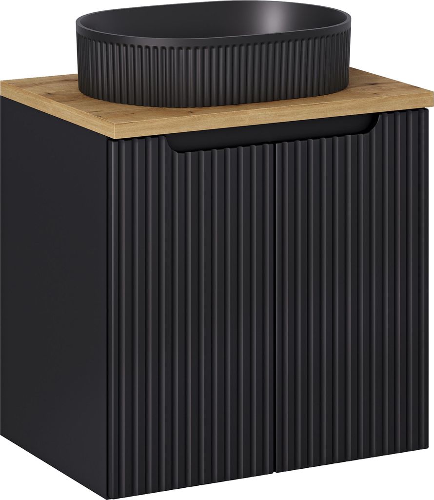 Badezimmerschrank 60 Cm Mit Platte Eiche Schwarz Matt Modernes Waschbecken