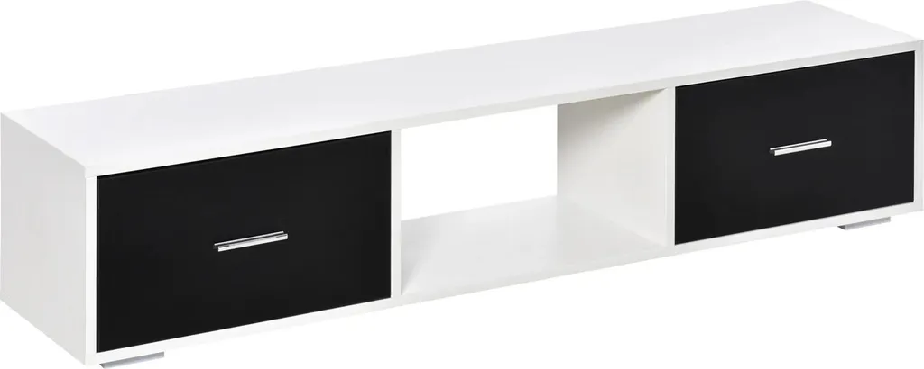 Meuble TV Blanc Anti-Désordre avec Tiroirs - Idéal pour TV 152 cm