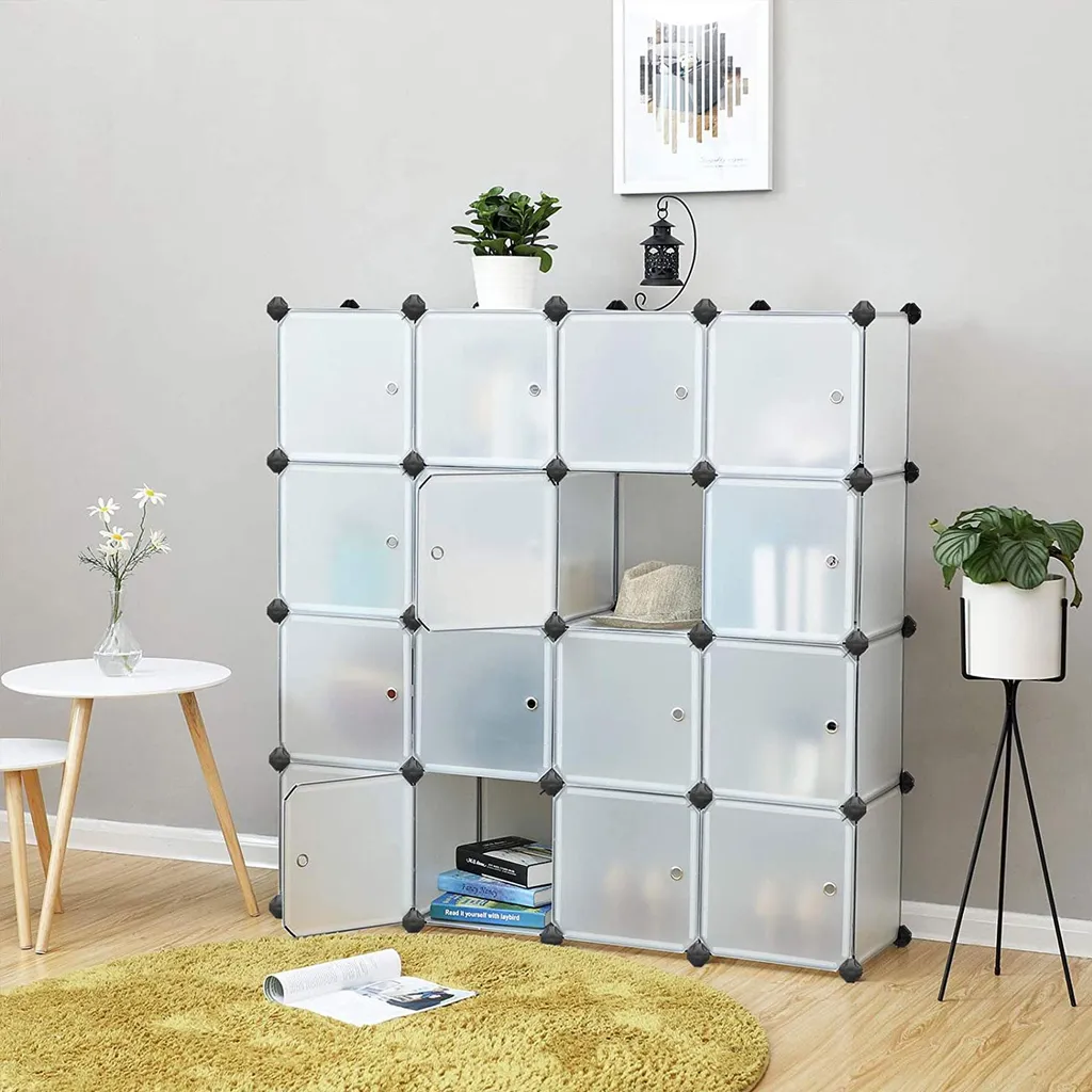 Étagère à compartiments 16 cubes montage rapide sans outils noir - 3