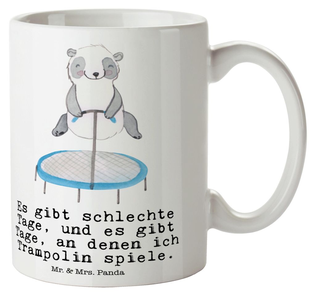 Mr. & Mrs. Panda Pott Panda Trampolin springen - Weiß - Geschenk, Teepott, Teetasse, Trinkbecher, Kaffeebecher, Tasse, Turnen, Becher, Fitnessstudio