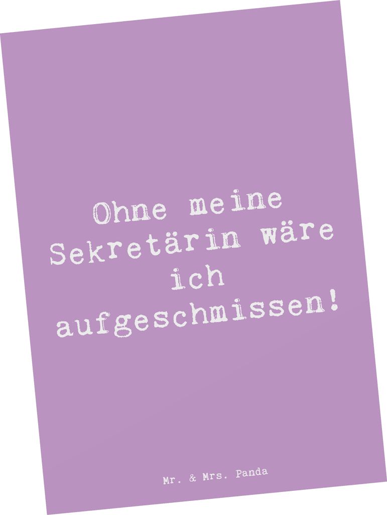 Mr. & Mrs. Panda Postkarte Spruch Sekretärin Helfer - Lavendeltraum - Geschenk, Beruf, Chefetage, Termine, Grußkarte, Ansichtskarten, Multitaskin...