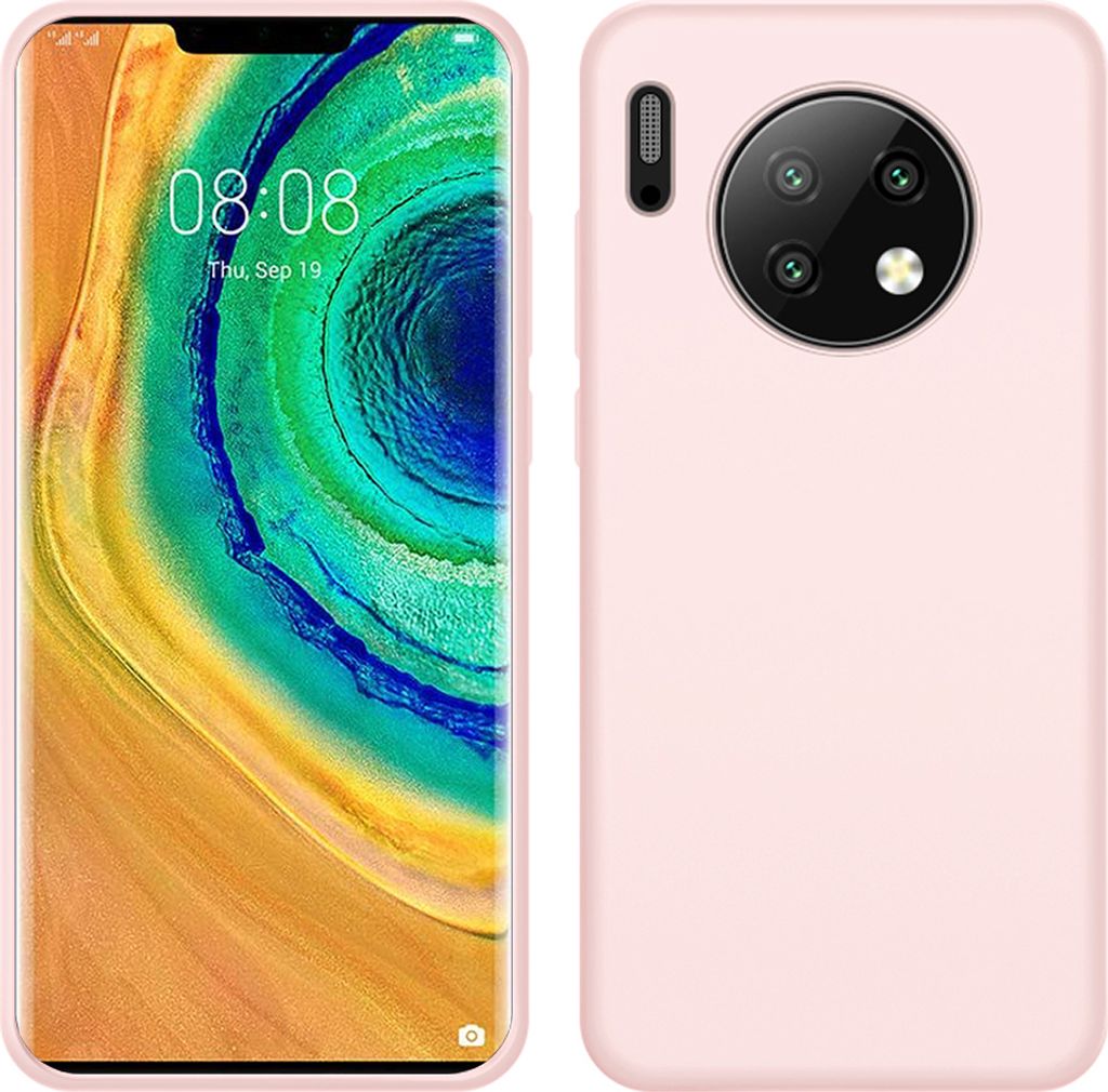 Huawei Mate 30 Hülle, LaimTop Slim Flüssig Silikon Soft Gel Gummi Stoßfest Kratzfest Schutzhülle für Huawei Mate 30 Rosa