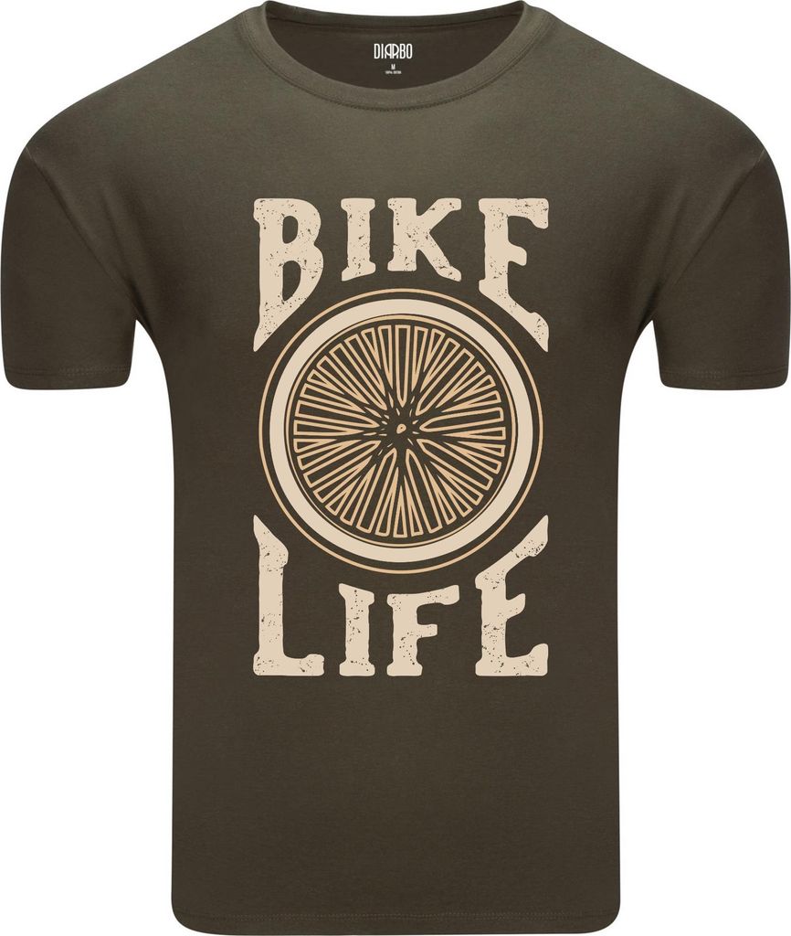 Diarbo Herren T-Shirt mit Fahrradliebhaber Druck Fahrradleben Grün Gr.L