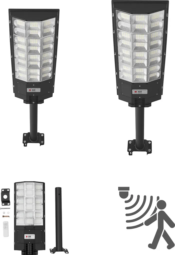 SucceBuy Lampadaire Solaire 8000W 450000LM avec Capteur de Mouvement x2