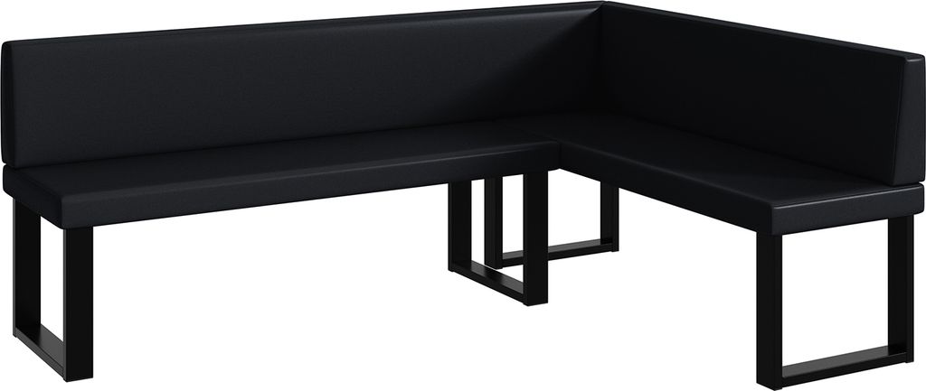MEBLINI Eckbank für Esszimmer - Küchenbank - Essecke - Sitzecke Küche - TONI - U-Beine 142x196x87cm Rechts - Schwarz Kunstleder