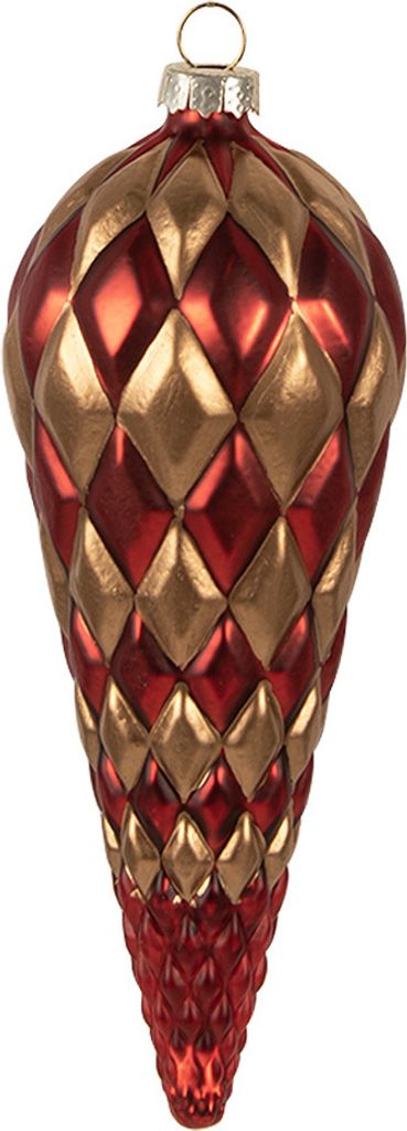 Clayre & Eef Weihnachtskugel Ø 6x16 cm Rot Goldfarbig Glas