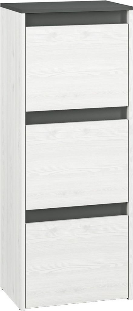 INGO Schuhregal – weiße Kiefer / anthrazit / grau
