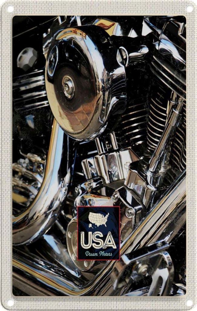 vianmo Blechschild 18x12 cm Amerika Oldtimer USA Urlaub silber Motor 90er Bildmotiv Reisemotiv Abenteuer Reisen