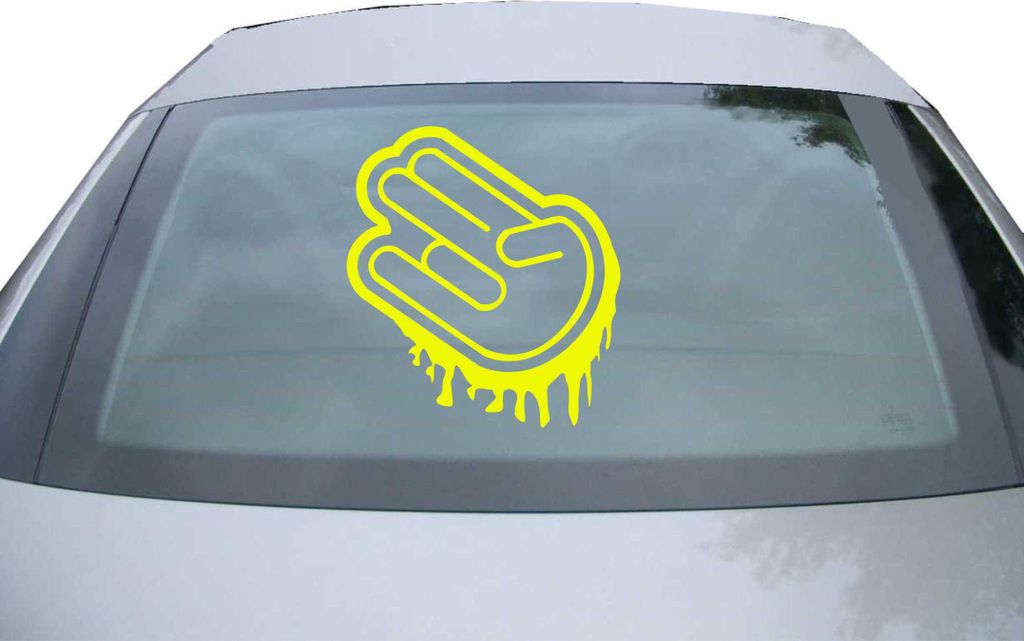 Indigos UG - Aufkleber Heckscheibe & Motorklappe DE7004 - neongelb - 600x545 mm - Shocker Hand 1 - Auto Scheiben Fenster Heckklappe Tuning Racing J...