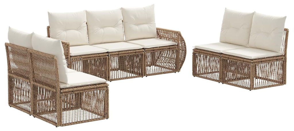 Möbel Gartensofa-set 7 pcs Beige und Cremeweiß Poly-Rattan - Gartenmöbelgarnituren CC1477