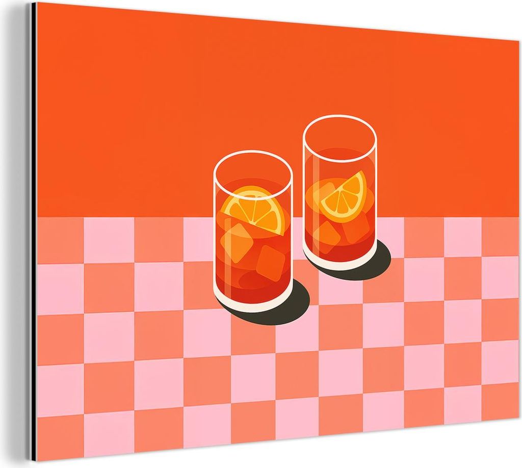 MuchoWow Wanddekoration Metall Metallbild Wandkunst 90x60 cm Orange - Brillen - Orange MuchoWow Aluminium Gemälde - Wandbilder