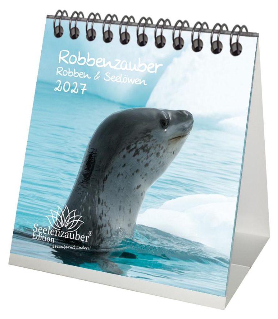 Robbenzauber Tischkalender 10x10cm für 2027 Robben und Seelöwen - Seelenzauber