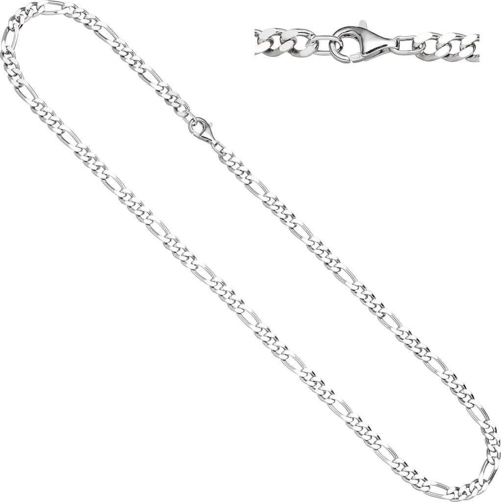 JOBO Figarokette 925 Silber diamantiert 60 cm Kette Produktbild 