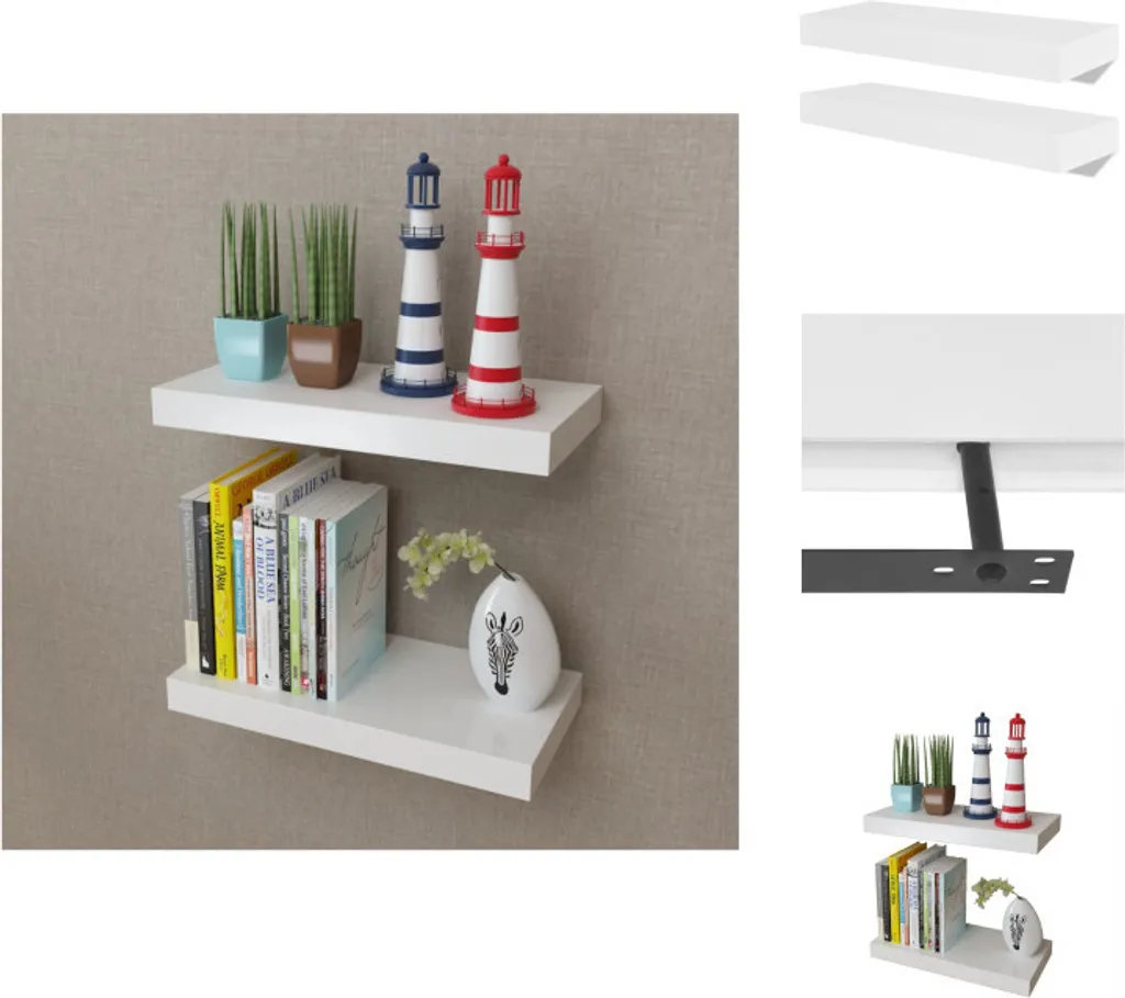 Mensole a Parete vidaXL MDF Bianco 2 Pezzi - Installazione Facile