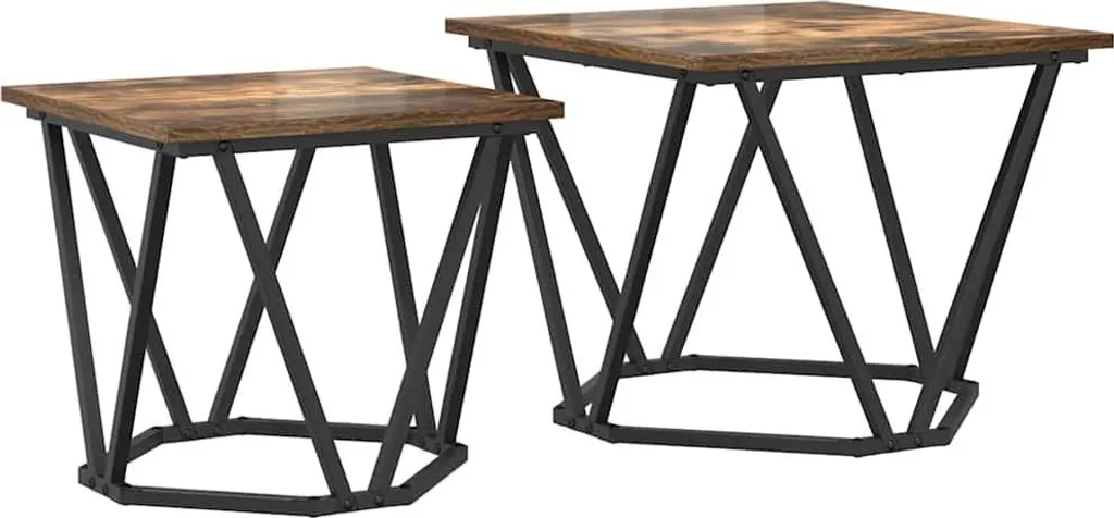 Set 2 Tavolini da Caffè Rovere Affumicato: Stile Urban e Robusto