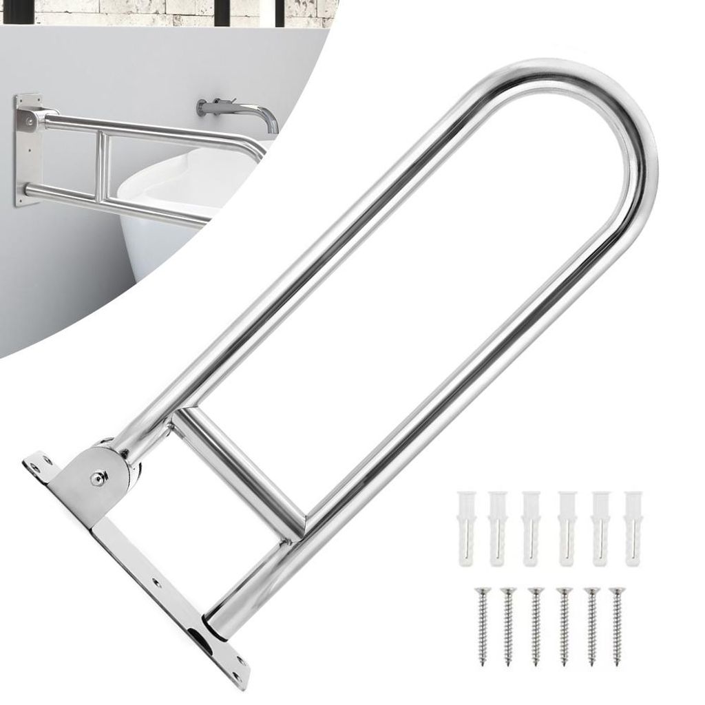 Haltegriff für Senioren, Behinderten WC Haltegriff Aufstehhilfe Toilette Bad Stütz Griff klappbar Rutschfest WC Waschbecken Sicherheit Gäste WC ...