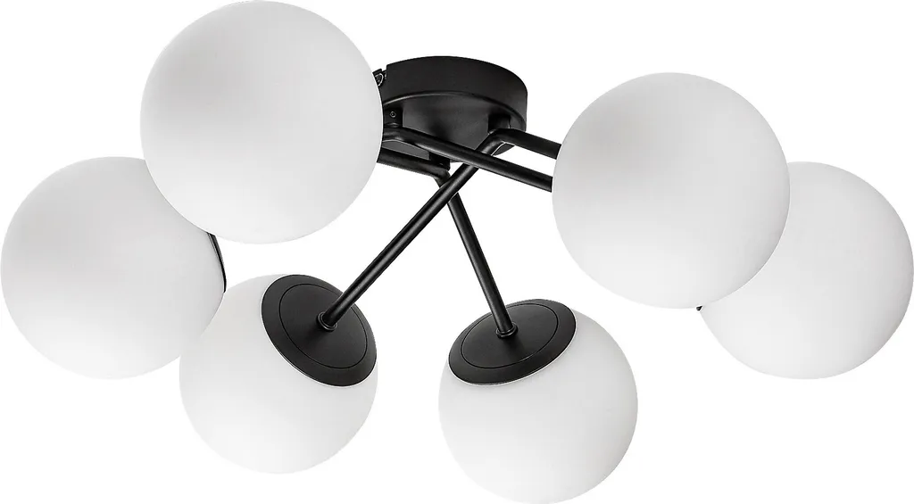 Luminaire Plafonnier Noir Mat 6 Feux Meduza Rabalux 71294 Design Verre