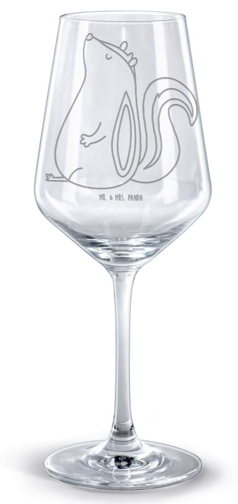 Mr. & Mrs. Panda glas für rotwein Stinktier Sitzen - Transparent - Geschenk, Weinglas, Büro, graviert, Wildtier, wein, Kelch, Spruch, Rotweinglas...