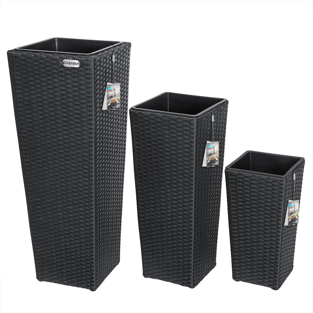 CASARIA® Set di 3 Vasi da Fiori in Polyrattan Intrecciato Immagine del prodotto 